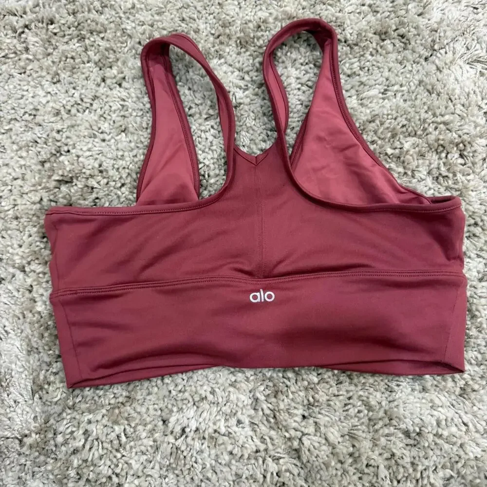 Alo Yoga Wild Thing Ruched Sports Bra Wild Rose Size Large